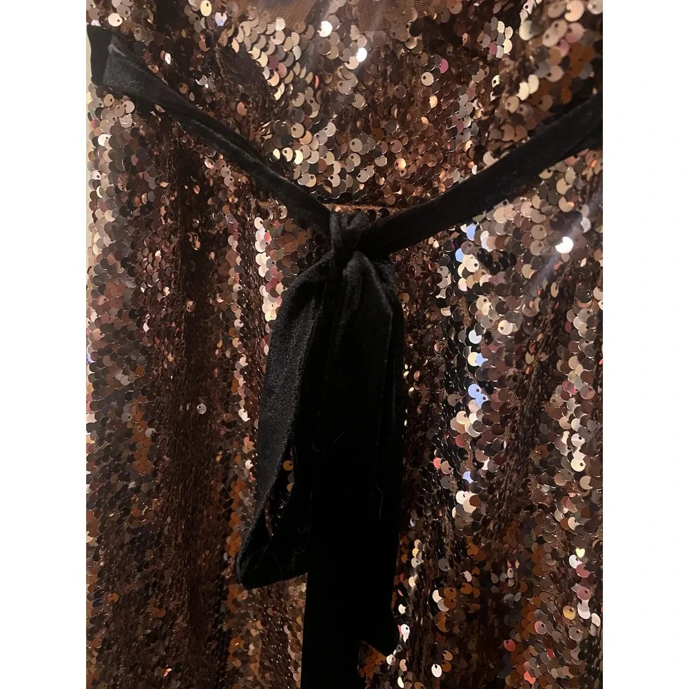 Anthropologie Free People Siren Sequin Mini Dress Lined Cocktail‎ Party Bronze 4